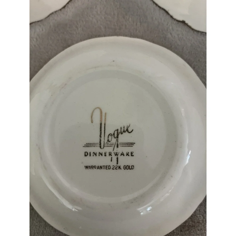 Vintage Vogue Gold Filigree Teacup White Floral 22k Gold Homer Laughlin Lot Of 3